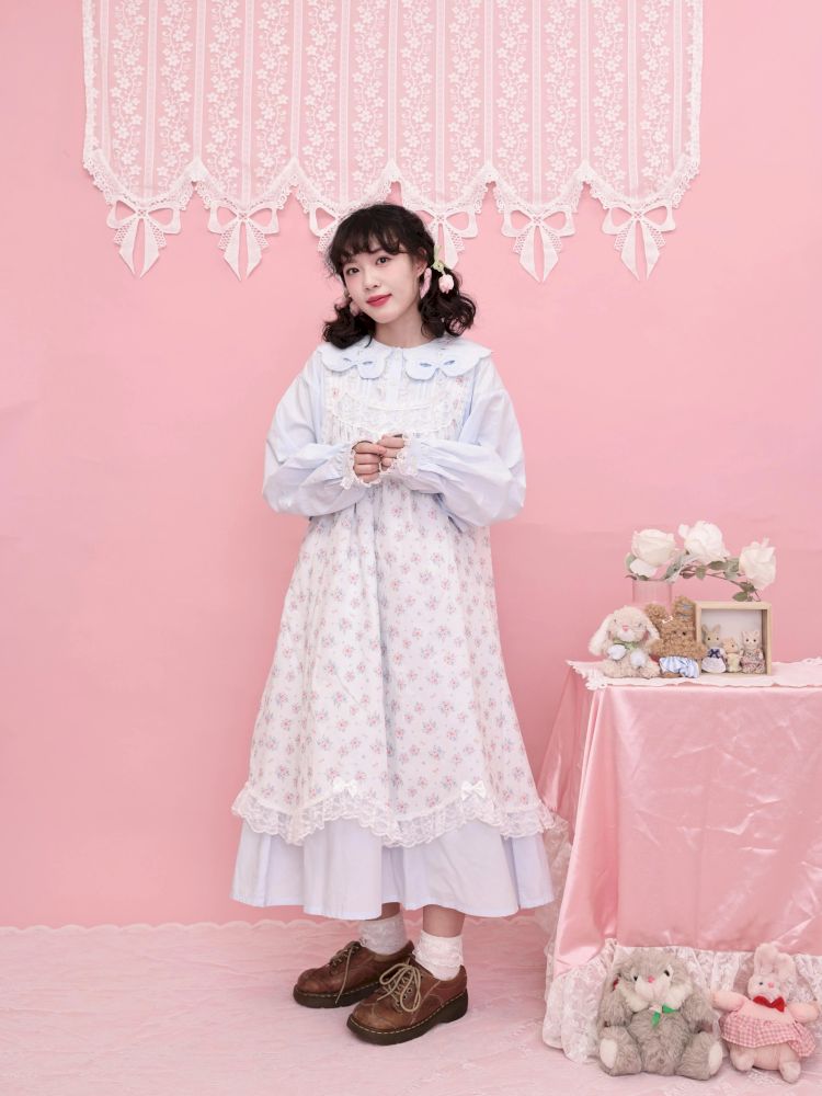 Lace petal hem smocked skirt tank dress【s0000013497】