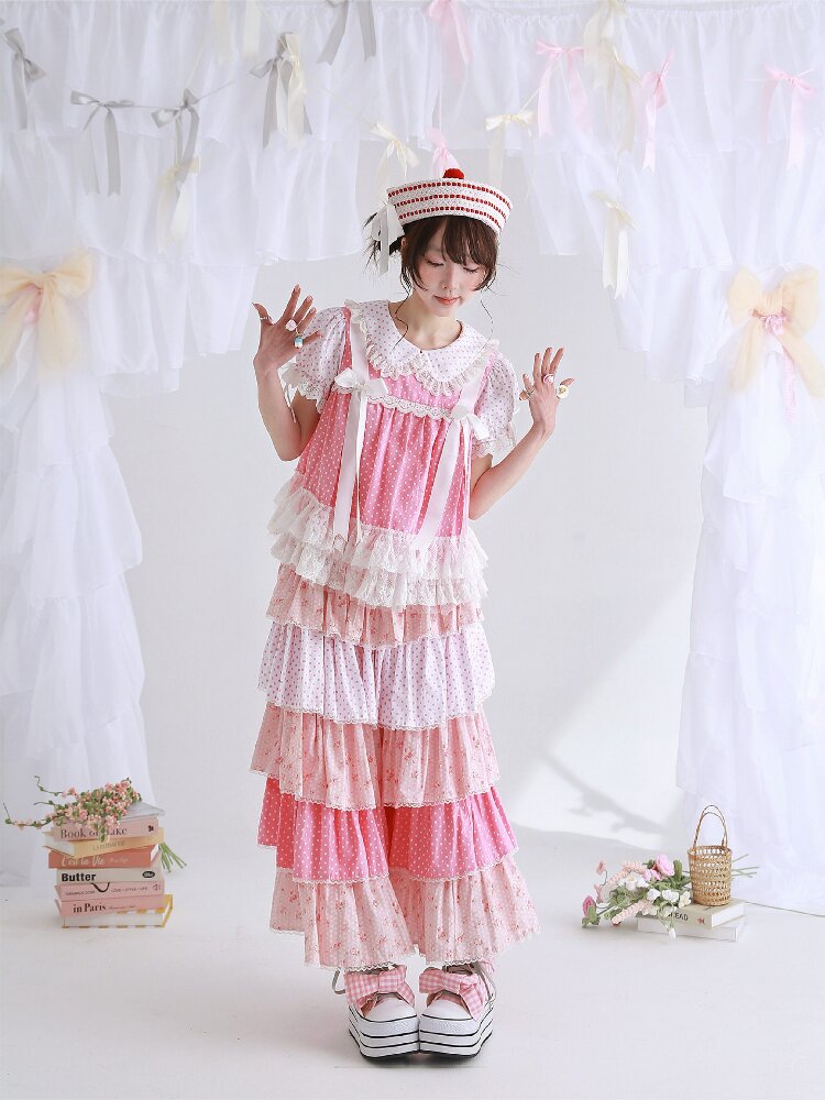 Pink Polka Dot Bow Inner Shirt【s0000016554】