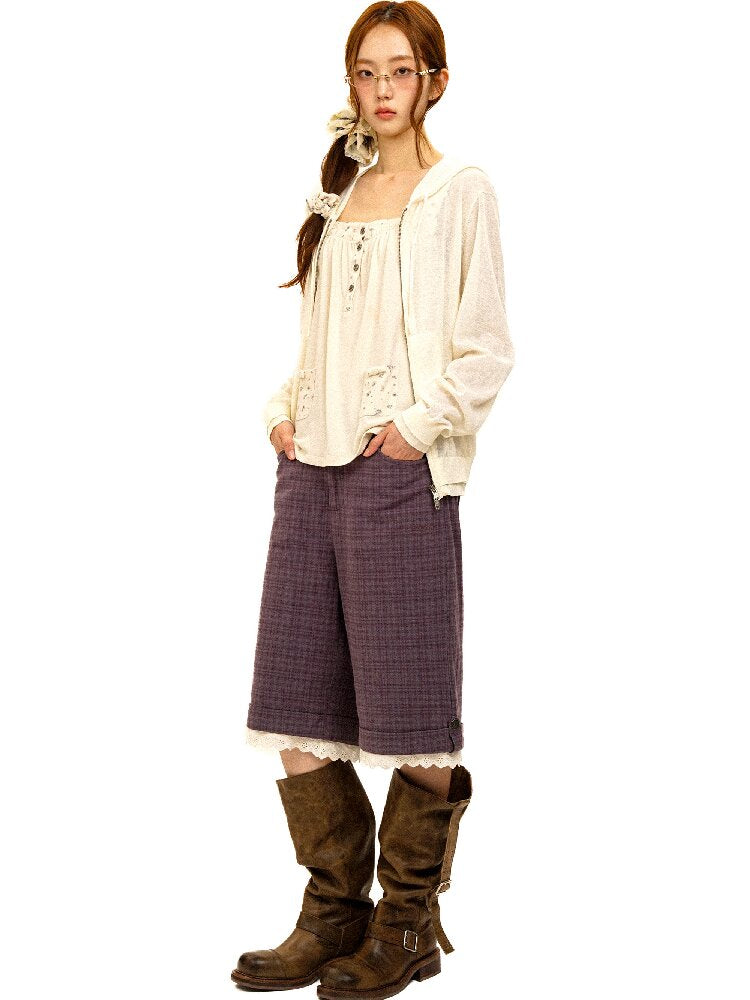 Lace Patchwork Vintage Plaid Pants【s0000017934】