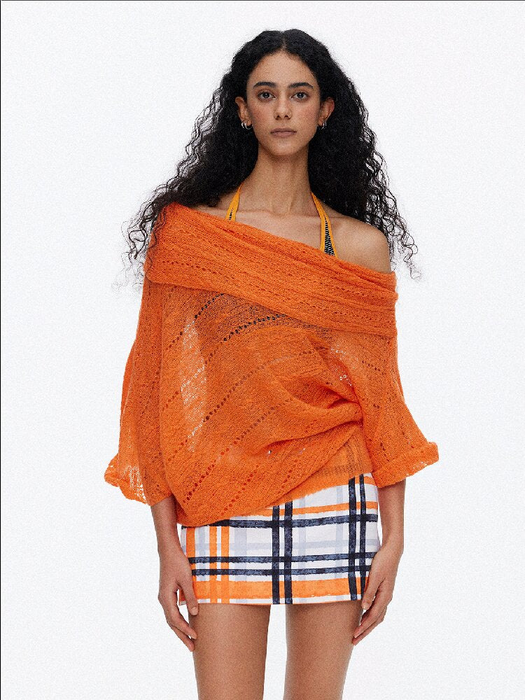 One Shoulder Cut Out Cable Knit【s0000015930】