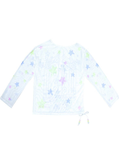 Mesh Long Sleeve Cover-Up T-Shirt【s0000017478】