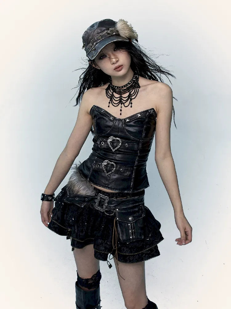 슬림 랩 짧은 가죽 가슴 판 [S0000011436]