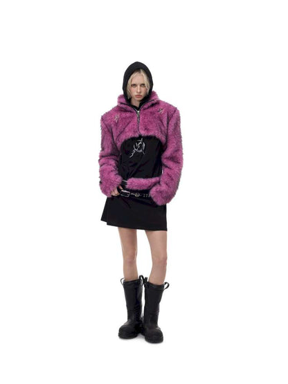 Gradient Fur Short Turtleneck Jacket【s0000015116】