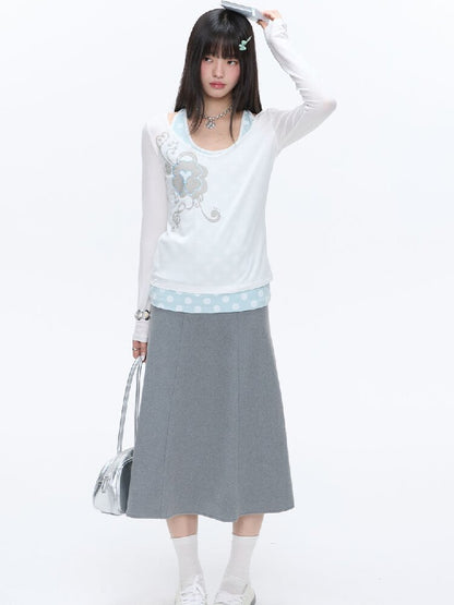Color Blocking Striped Midi Skirt【s0000016383】