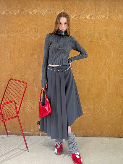 Zipper Stand Collar Base Layer Sweater【s0000014391】