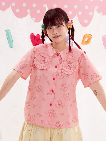 Animal Angel Bunny Collar Pink Shirt【s0000013190】