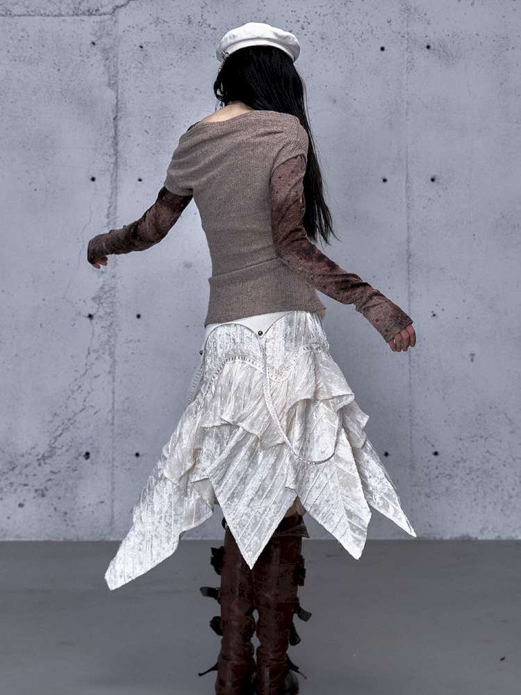 Vintage Lace Irregular Velvet Skirt【s0000014930】