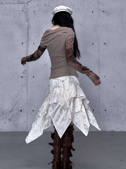 Vintage Lace Irregular Velvet Skirt【s0000014930】