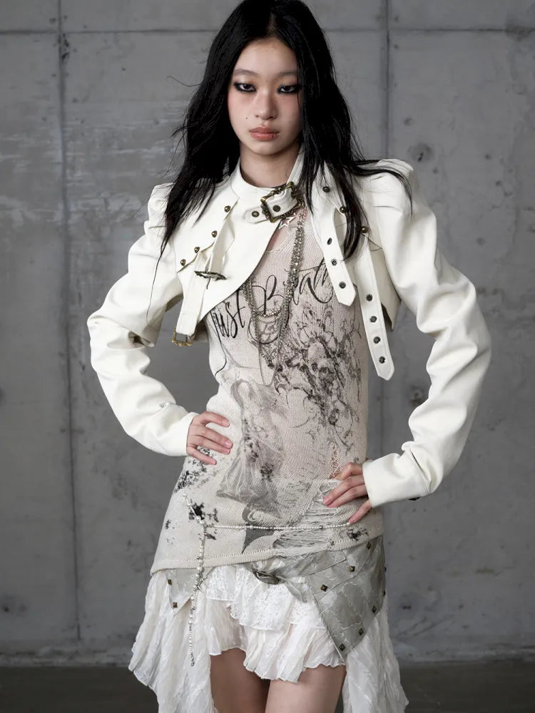 Stand Collar Ultra-Short Leather Jacket【s0000013950】