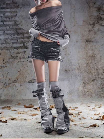 Faux Two-Piece Leggings Low-Rise Shorts【s0000014485】