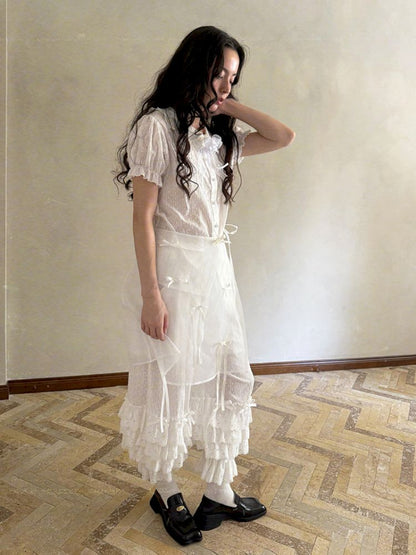 Cute bubble multi-layered lace bows pants【s0000012765】