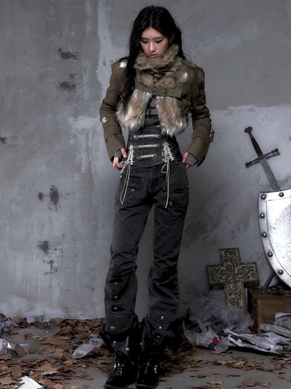 Double-breasted belted waist belt【s0000014464】