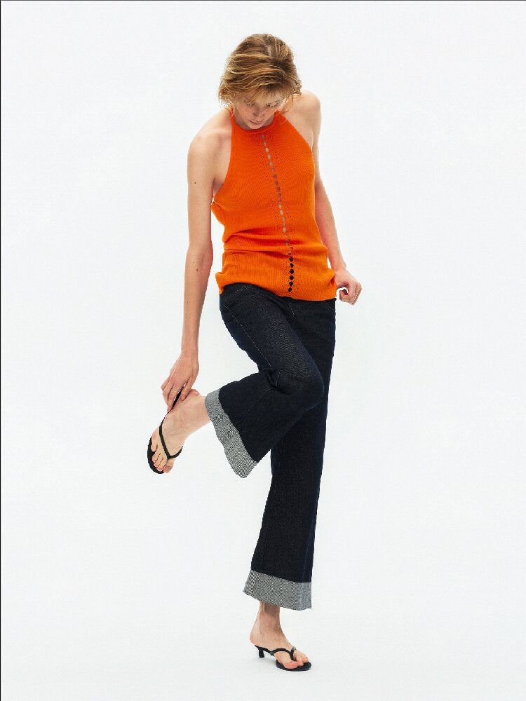 Lyocell Lace Up Halterneck Knit【s0000015929】