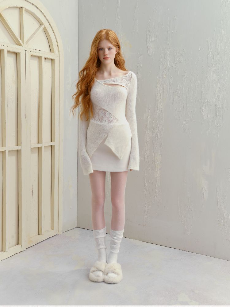 Slim irregular wool knit sweater【s0000012138】