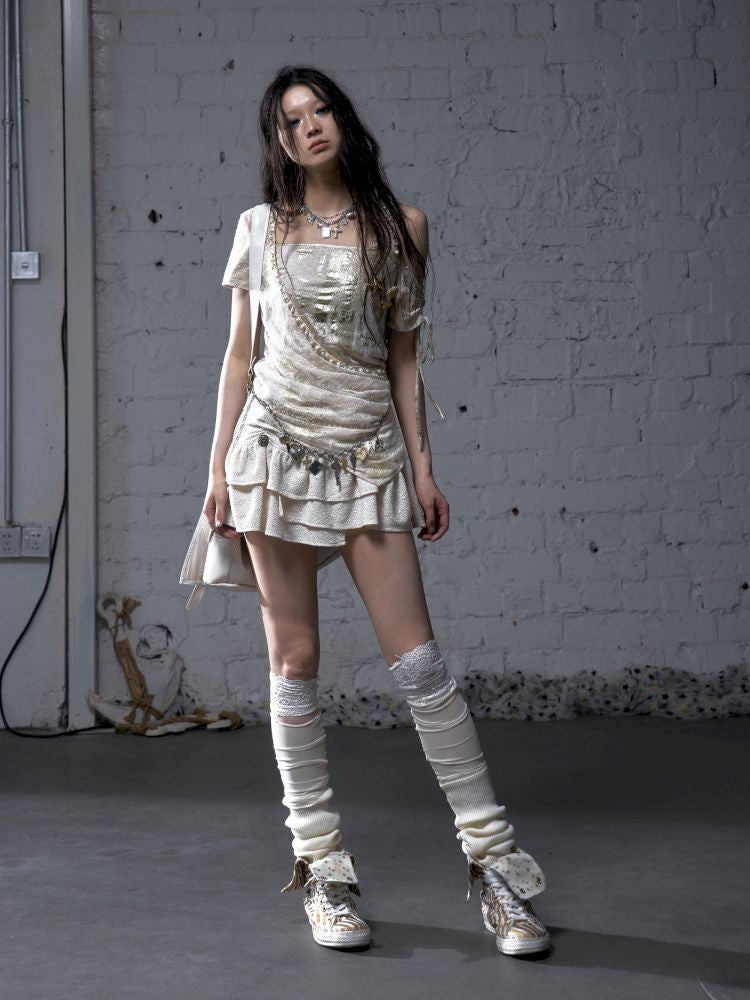 Patchwork two-way short-sleeved T-shirt【s0000012788】