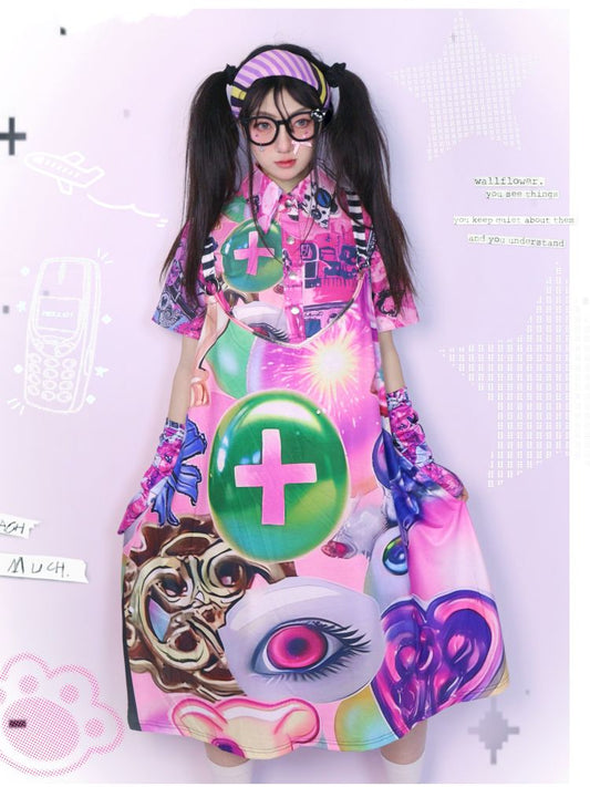 Subculture print halter dress【s0000013291】