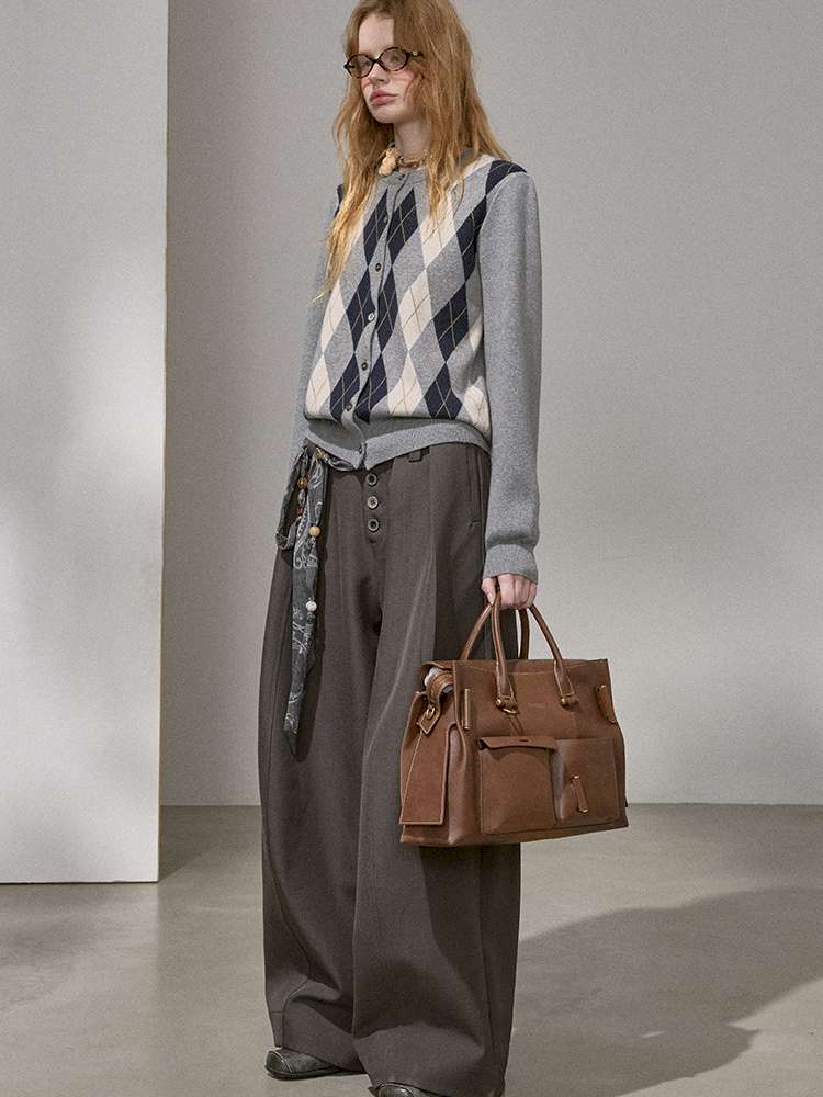 Diamond Plaid Knit Sweater Pants【s0000015072】