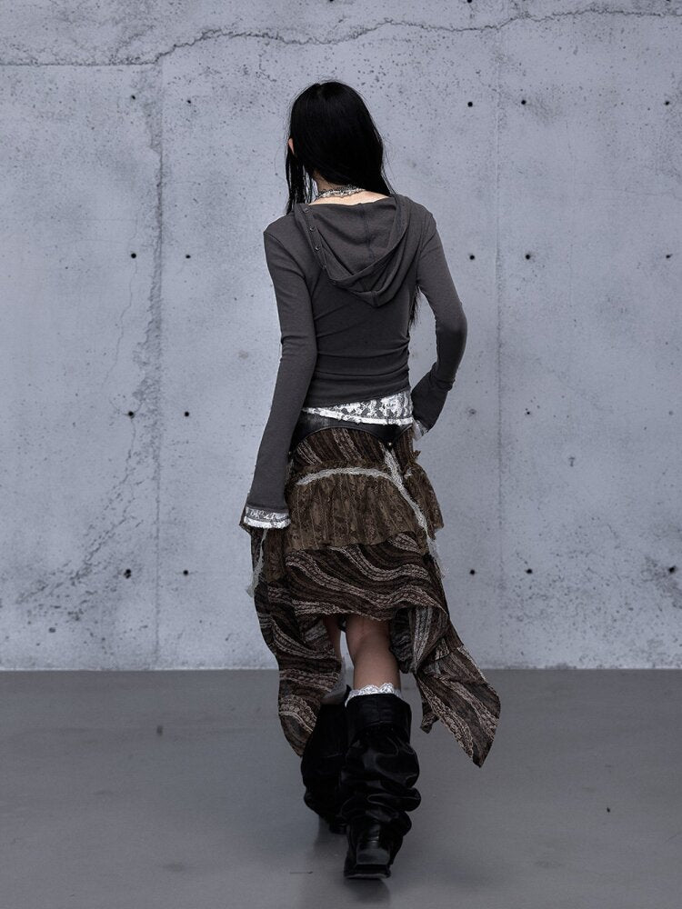 Lace Patchwork Hooded T-shirt【s0000015544】