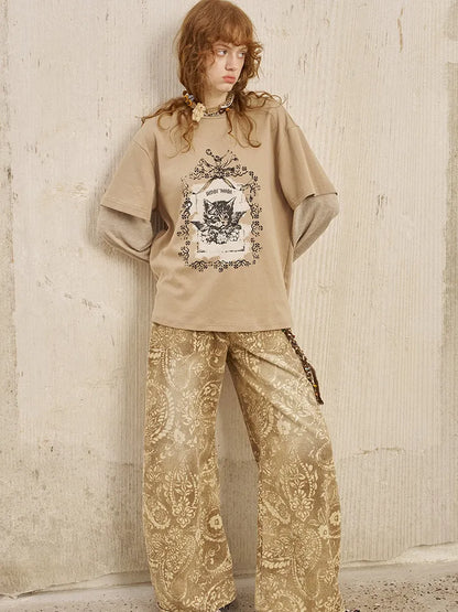 Oversized Faux Two-Piece Long-Sleeve T-Shirt【s0000014047】