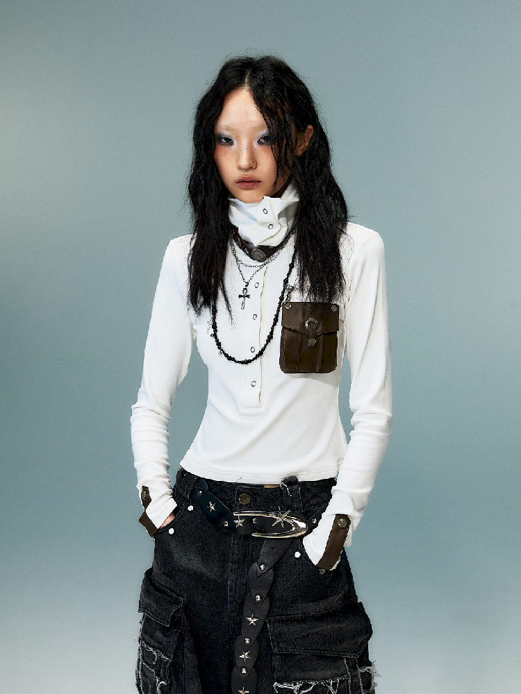 슬림 니트 긴 소매 바닥 셔츠 [S0000011480]