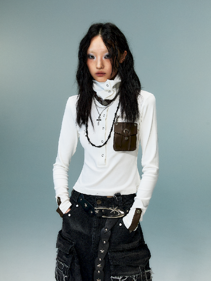 슬림 니트 긴 소매 바닥 셔츠 [S0000011480]