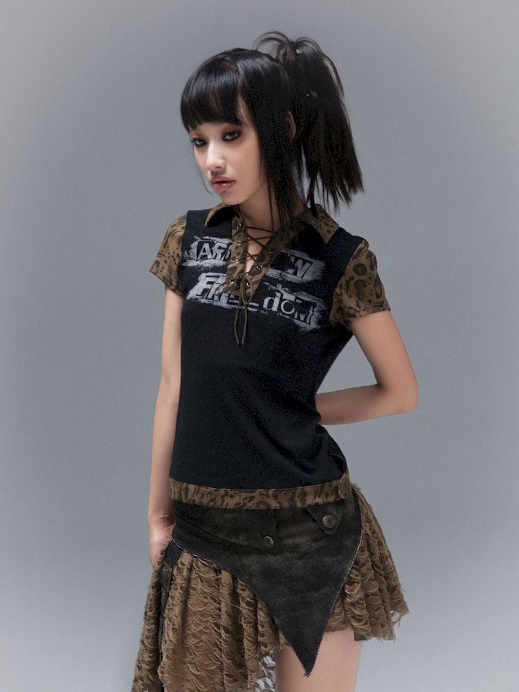 POLO NECK COLLISION COLOR SLEEVE TOP [S0000008468]