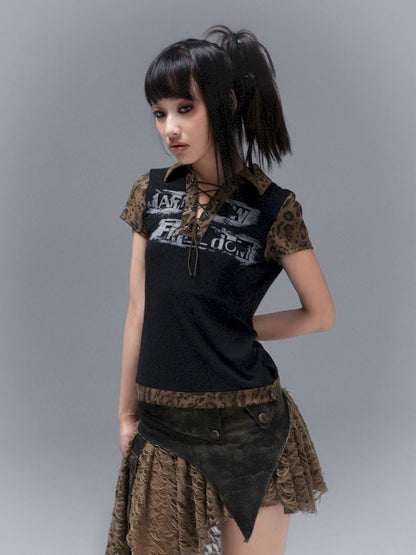 POLO NECK COLLISION COLOR SLEEVE TOP [S0000008468]