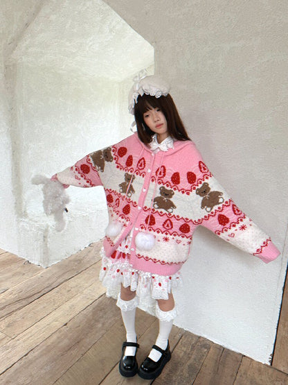 Bear Cake Fair Isle Cardigan【s0000018537】