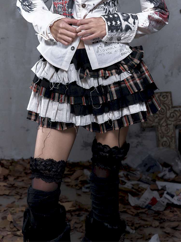 Heavy-Duty Plaid Tiered Skirt【s0000014477】