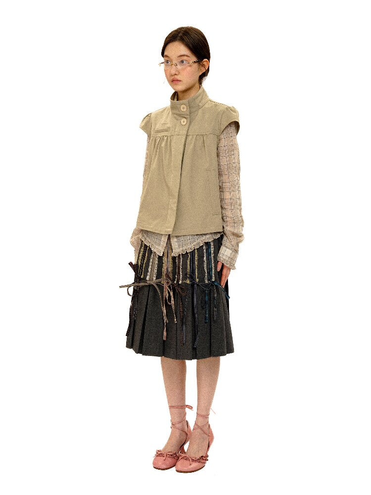 Fake Plaid Lace Pleated Skirt【s0000016088】