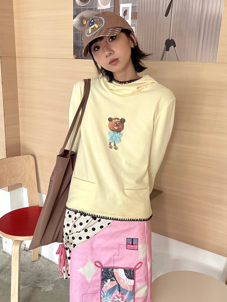 Printed Hood Girl Long Sleeve T【s0000015848】
