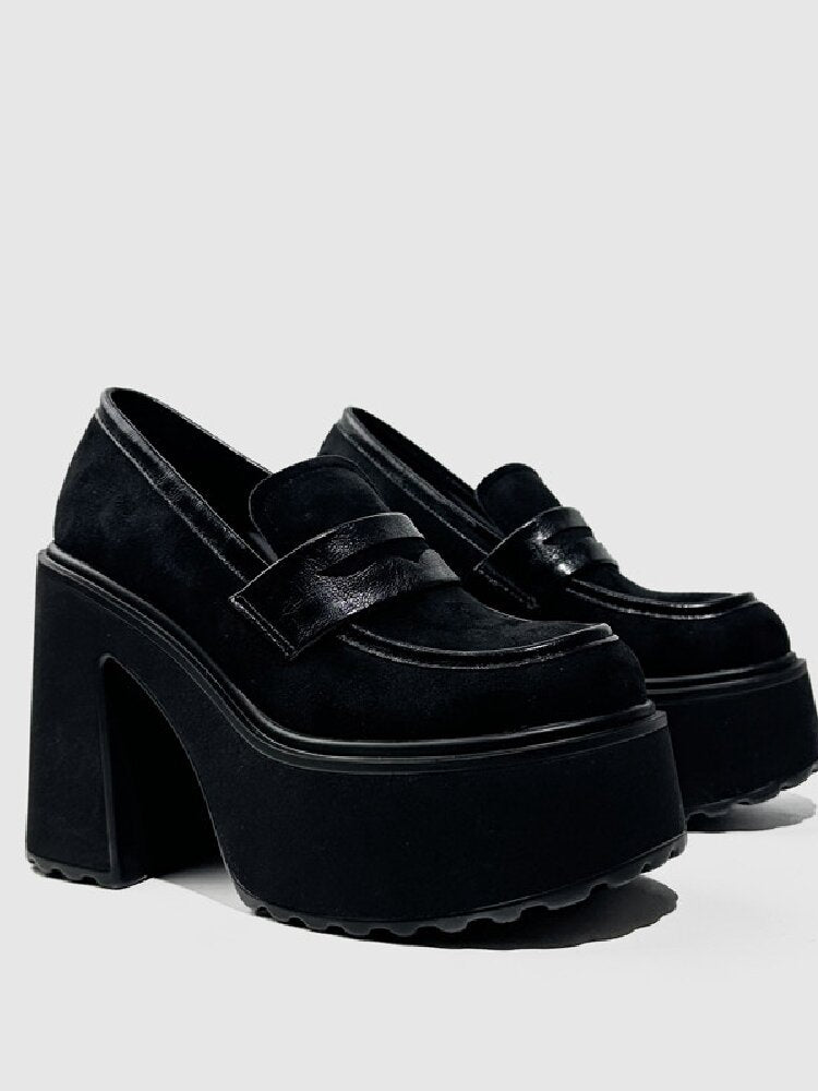 Matte Leather High Heel Loafers【s0000015716】