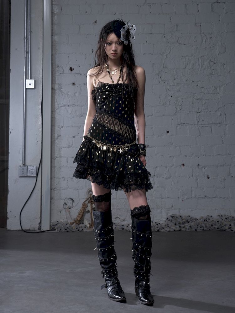 Lace Halter Neck Strapless Dress【s0000012786】