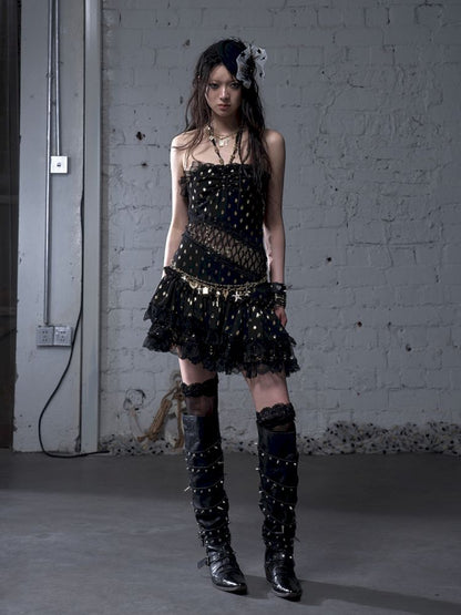 Lace Halter Neck Strapless Dress【s0000012786】