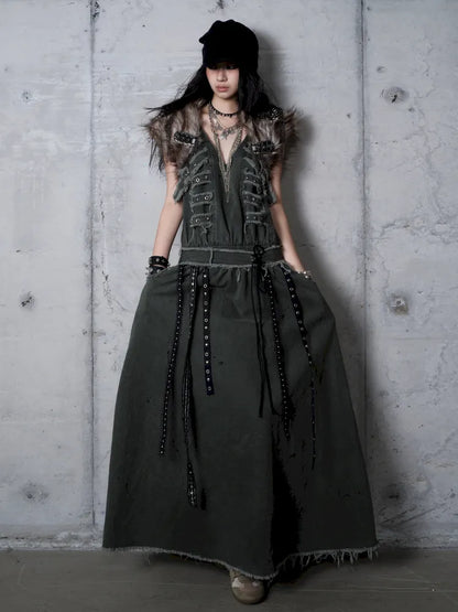 Workwear Vest-Style Maxi Dress【s0000013941】