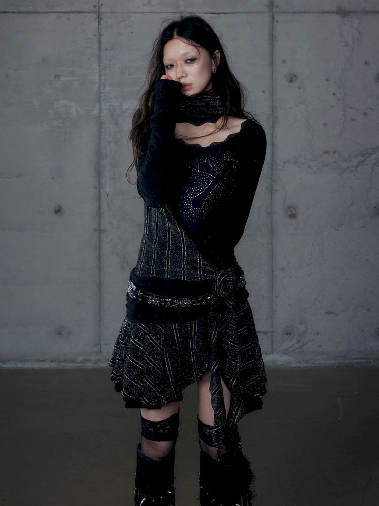 Stacked Neck One-Shoulder Dress【s0000013475】