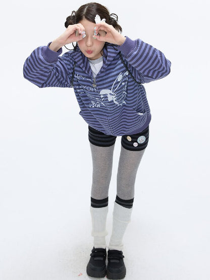 Vintage Striped Hooded Sweatshirt【s0000016380】