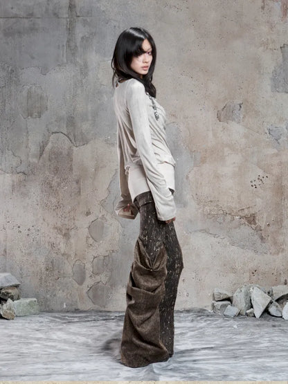 Pleated Accents Stylish Slim-Fit Long Flared Pants【s0000014130】