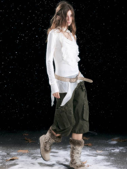 Distressed Pocket Cropped Pants【s0000014428】