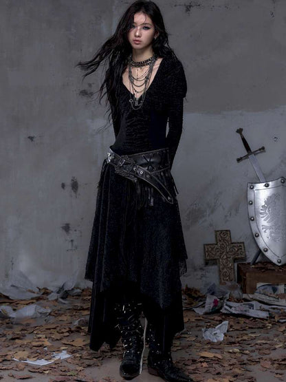 Heavy-Duty Fringe Wide Leather Belt【s0000014476】