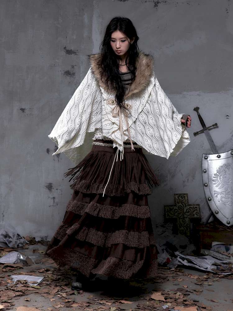 Lace Suede Fringe A-line Skirt【s0000014649】