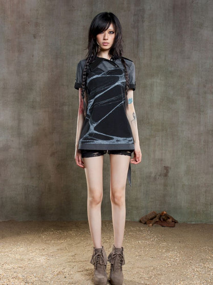 Lapel Short Sleeve Backless t-shirt【s0000012646】