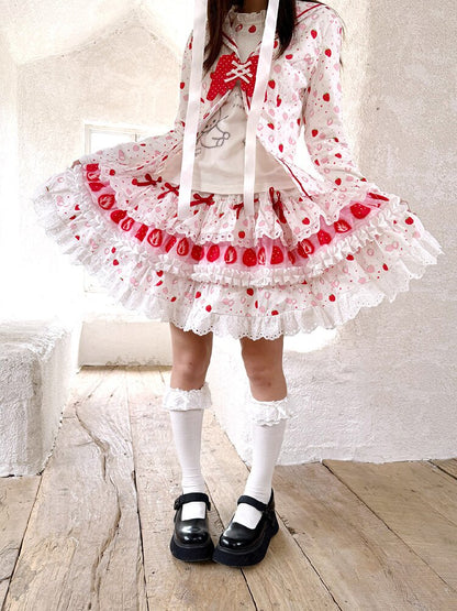 Cake Print Lace Bow Short Skirt【s0000018539】