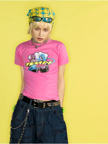 Dopamine Street Positive Shoulder T-Shirt【s0000012462】