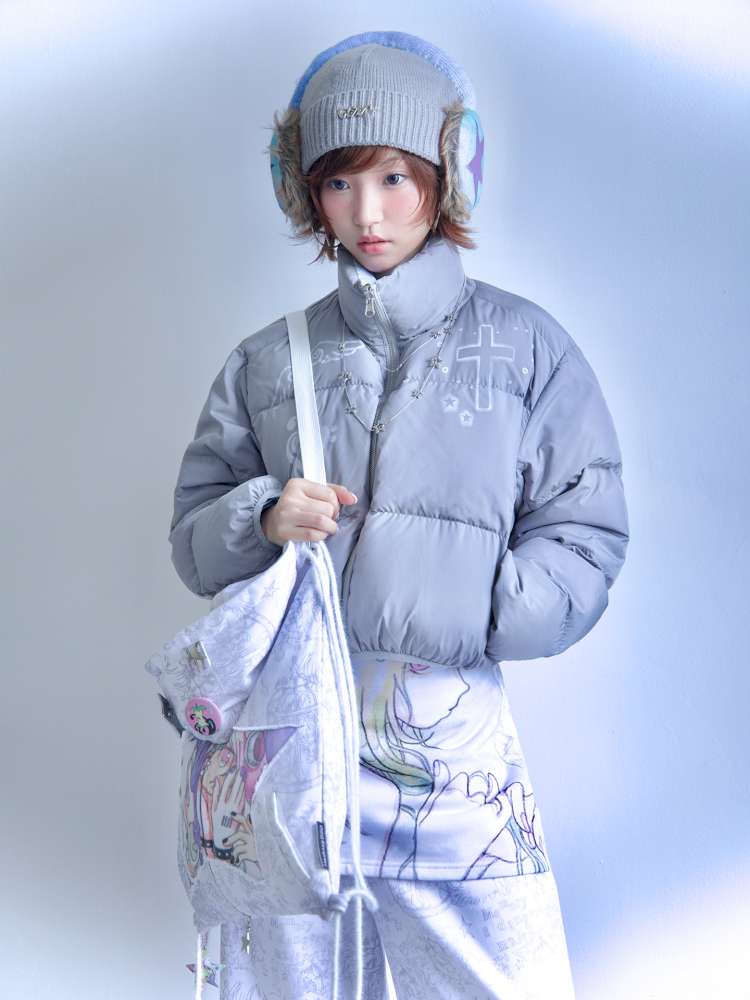 Dreamcore Blue Gray Reversible Padded Jacket【s0000014698】