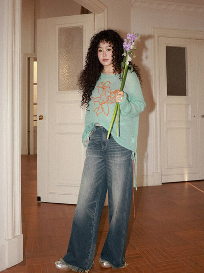 Retro Cat Whiskers Washed Jeans【s0000015463】
