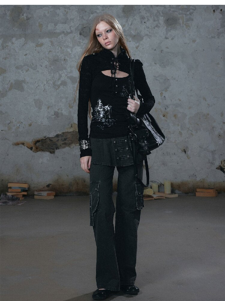 Silver Foil Fake Two-Piece Shirt【s0000018100】