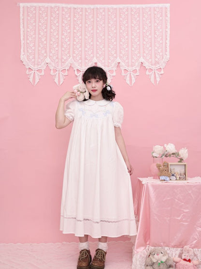 Neck Wreath Bow Embroidered Dress【s0000013491】