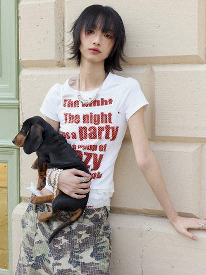 Letter Print Short Sleeve T-Shirt【s0000012423】