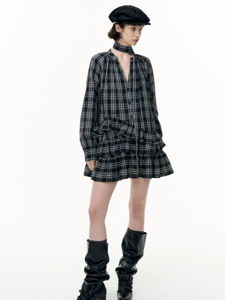Plaid Ruffle Dress【s0000013739】